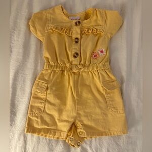 Little Lass Yellow Romper with Floral Detail